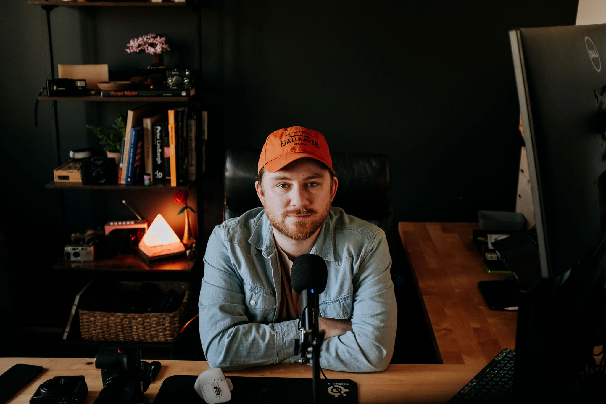 Michael Kent at his studio desk — photographer and builder of Galarie